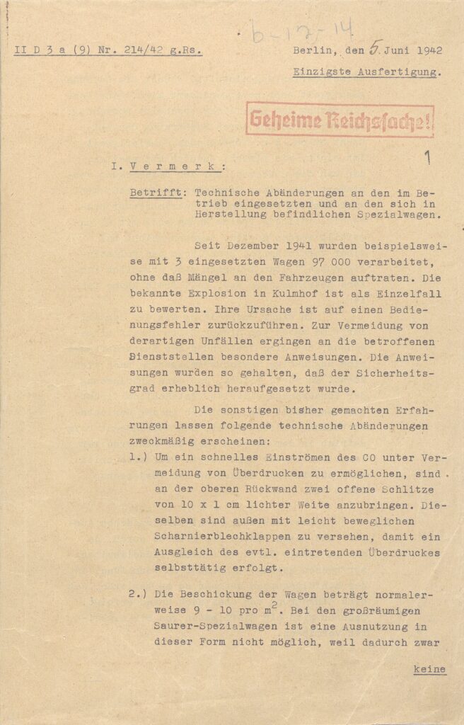 Memo of June 5, 1942 on gas vans