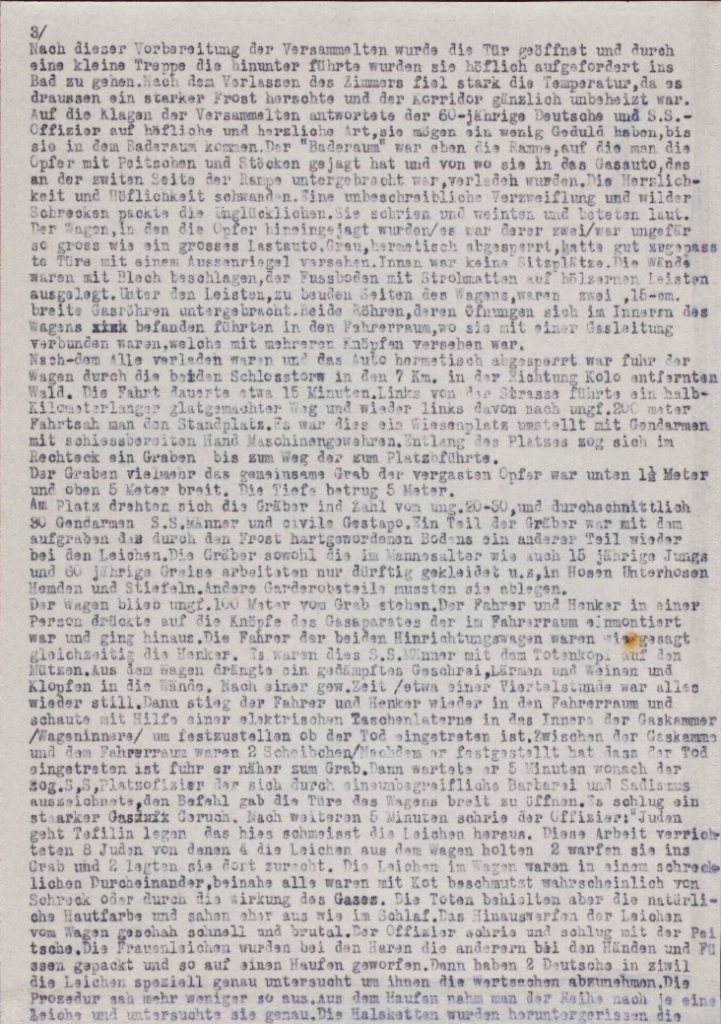 Report "The Incidents in Kulmhof" of April 1942 by Hersz Wasser on Chelmno Extermination camp