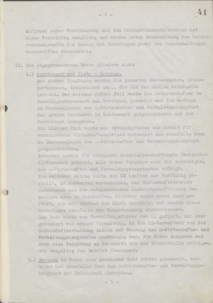 Report of 5 January 1944 by Globocnik to Himmler on Administration of Operation Reinhardt