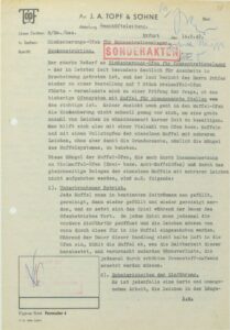 Report by Fritz Sander of September 14, 1942 on “high demand for cremation ovens” for Auschwitz, where “multiple corpses must be packed into the muffle simultaneously”