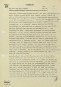 Report by Fritz Sander of September 14, 1942 on “high demand for cremation ovens” for Auschwitz, where “multiple corpses must be packed into the muffle simultaneously”