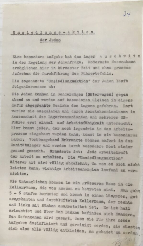 Franke-Gricksch Report of May 1943 on Mass Extermination of Jews in Auschwitz