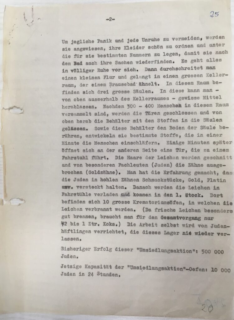 Franke-Gricksch Report of May 1943 on Mass Extermination of Jews in Auschwitz