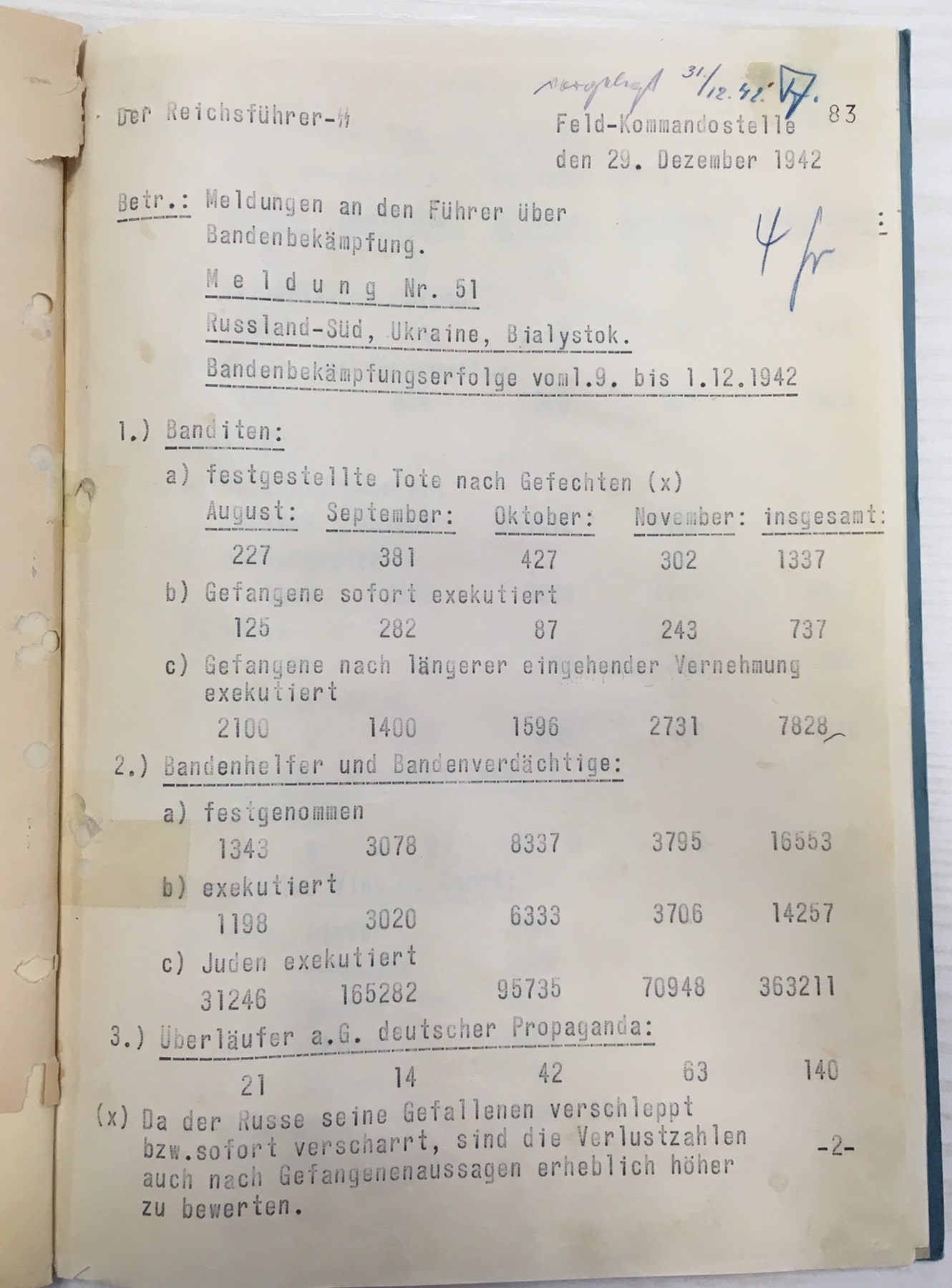 Report of December 29, 1942