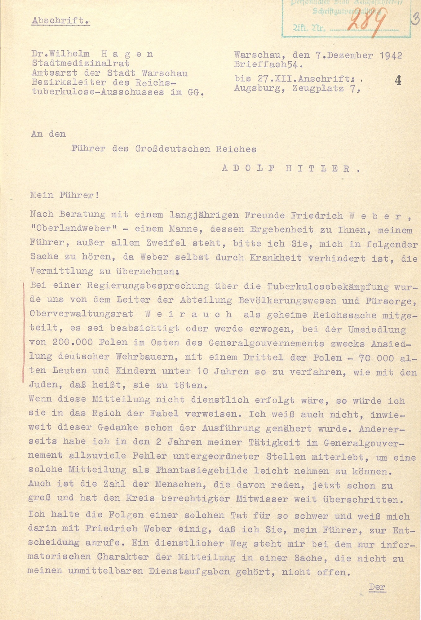 Letter of December 7, 1942