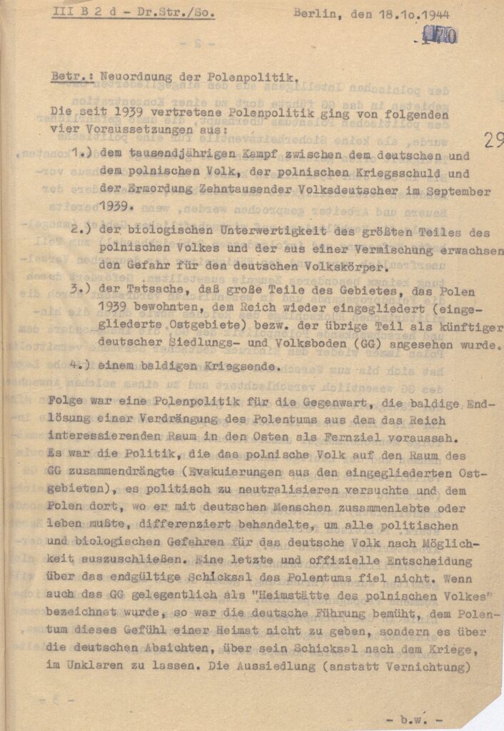 Memo of October 18, 1944