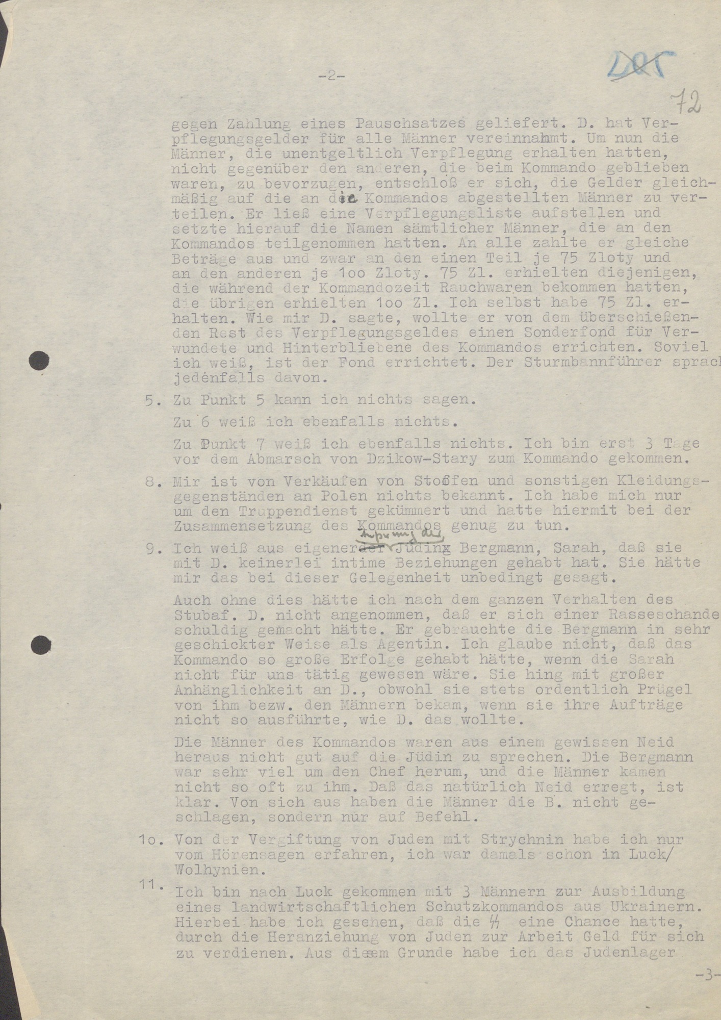 Interrogation record of September 30, 1942