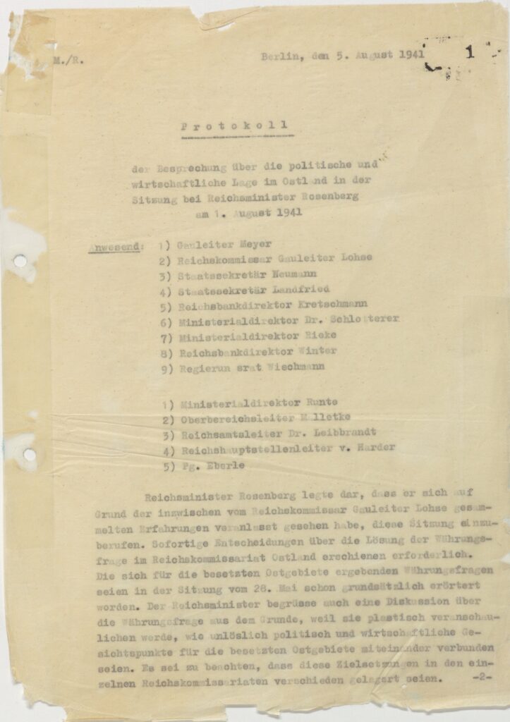 Protocol of August 1, 1941 on Jews liquidated by Lithuanian collaborators.