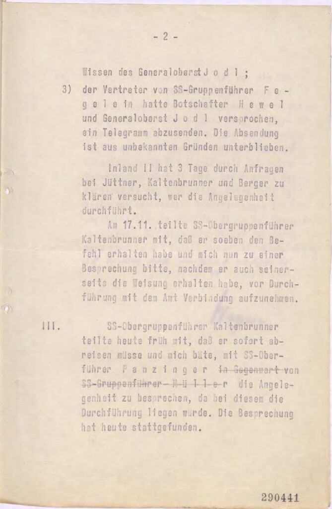 Memo of 18 November 1944