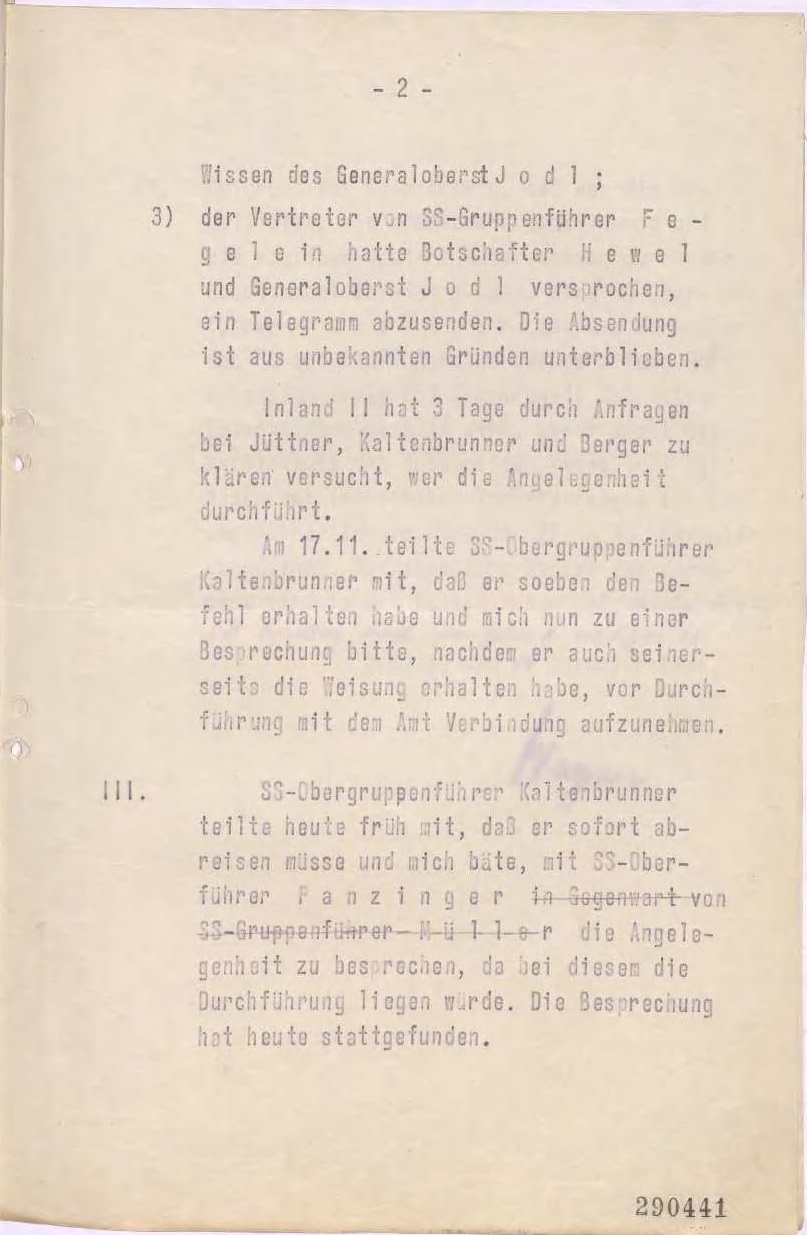 Memo of 18 November 1944