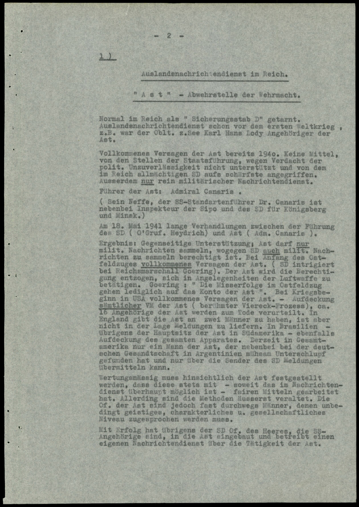 Report dated Februay 9, 1944