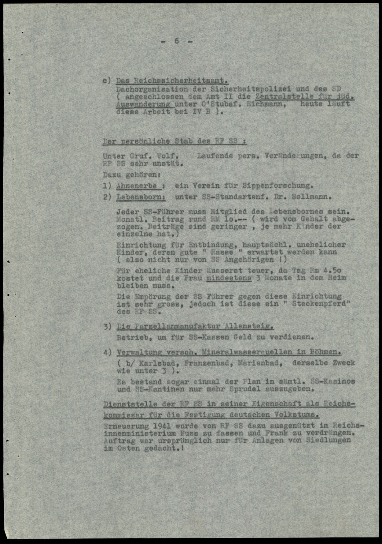 Report dated Februay 9, 1944