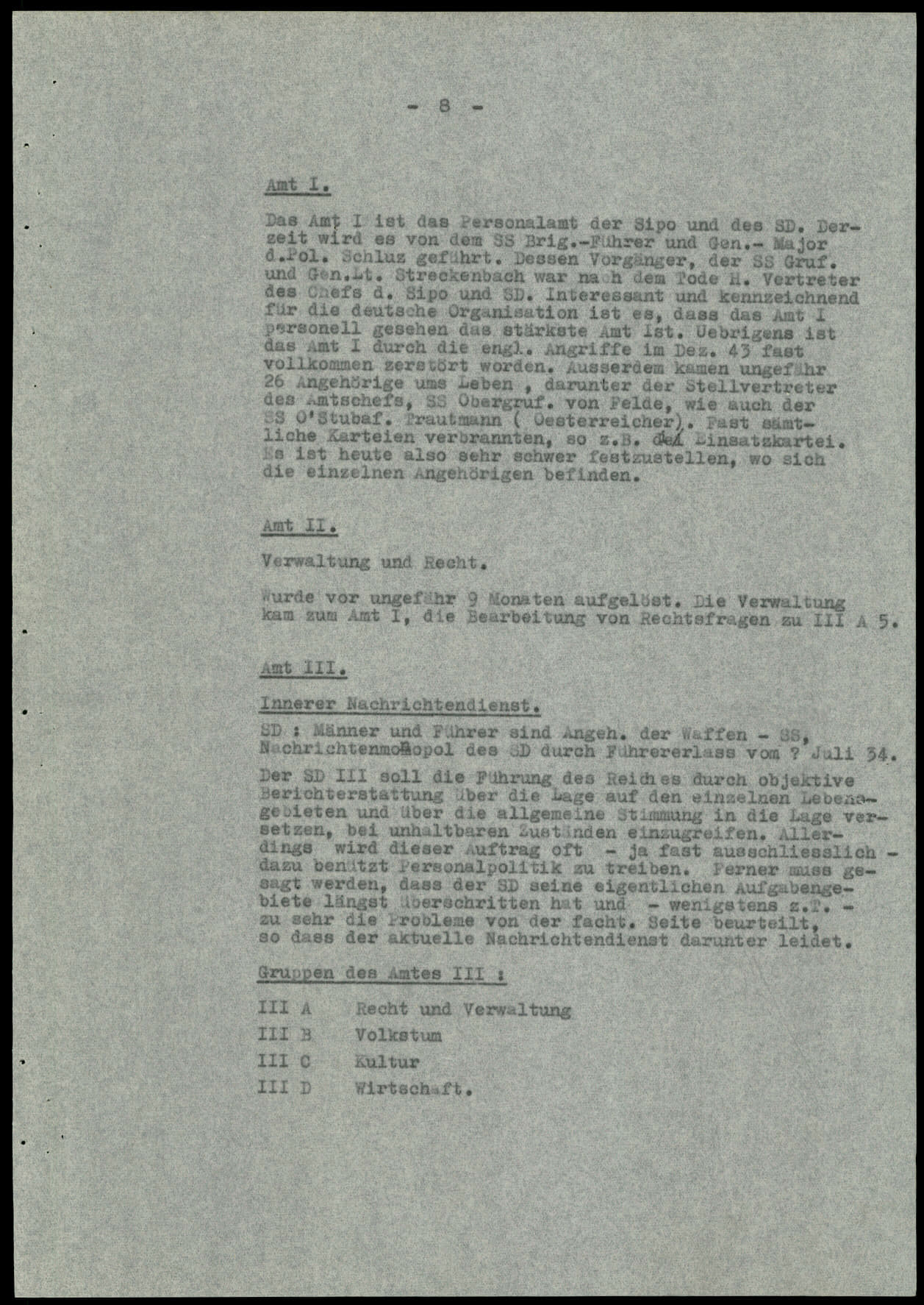 Report dated Februay 9, 1944