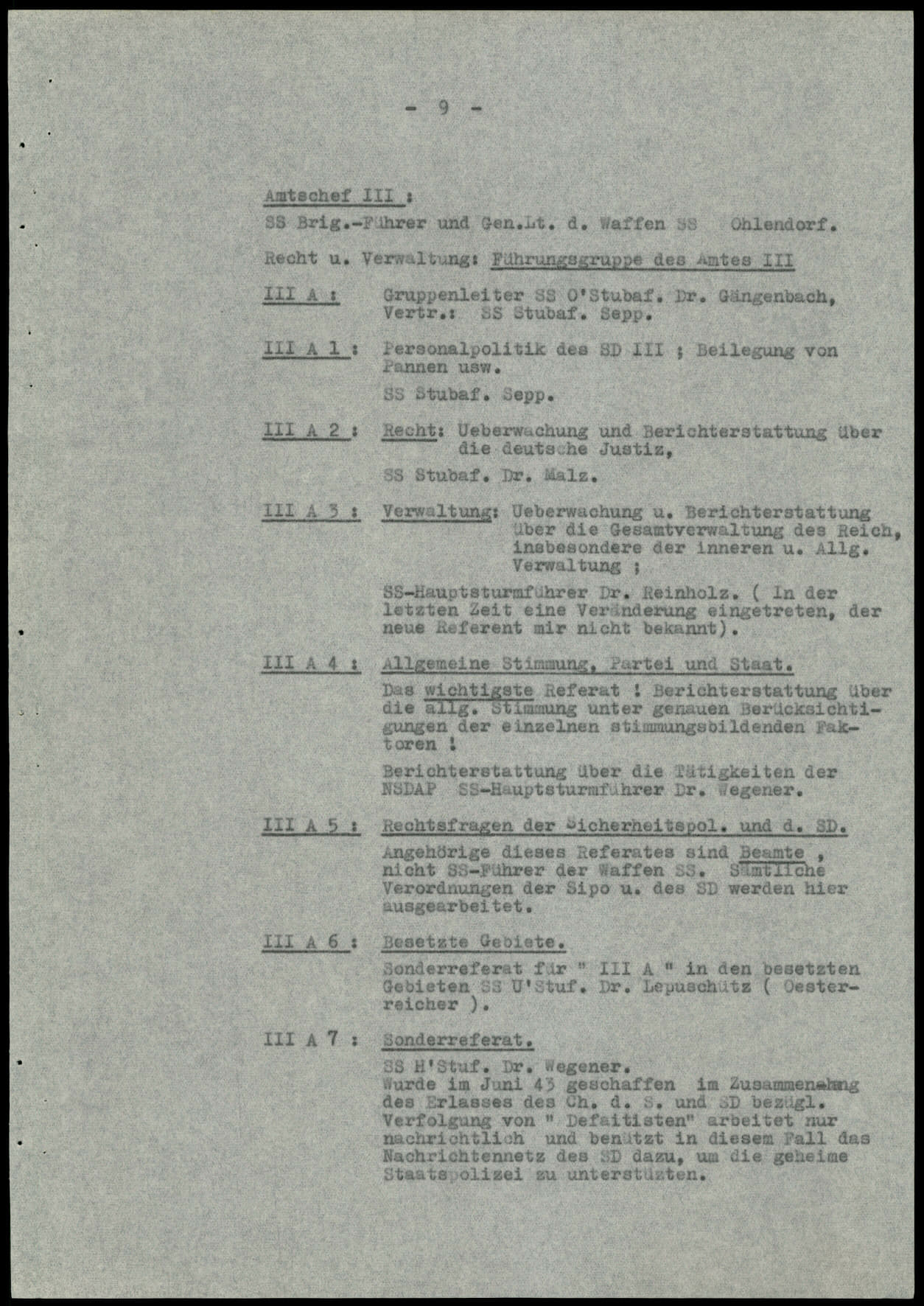 Report dated Februay 9, 1944