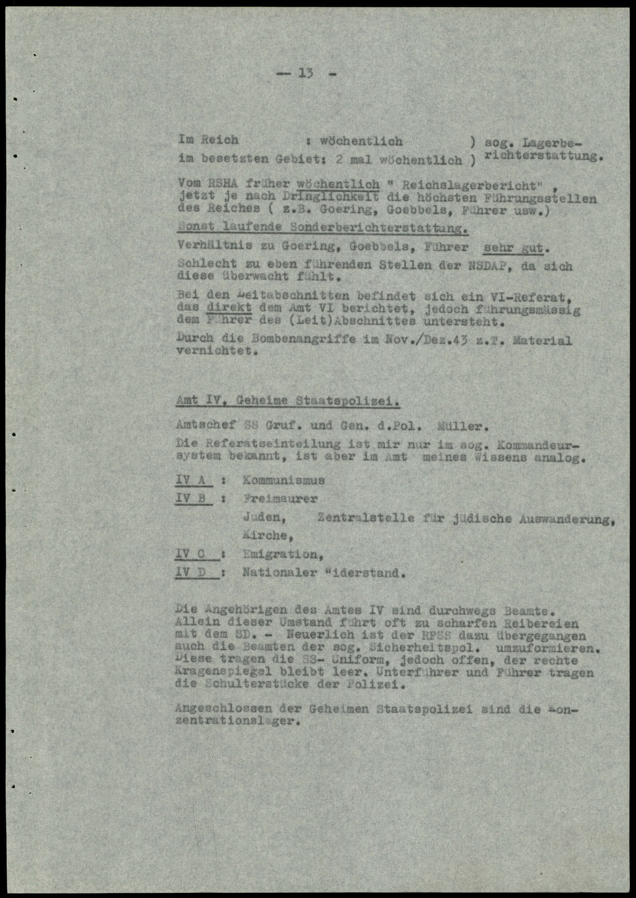 Report dated Februay 9, 1944