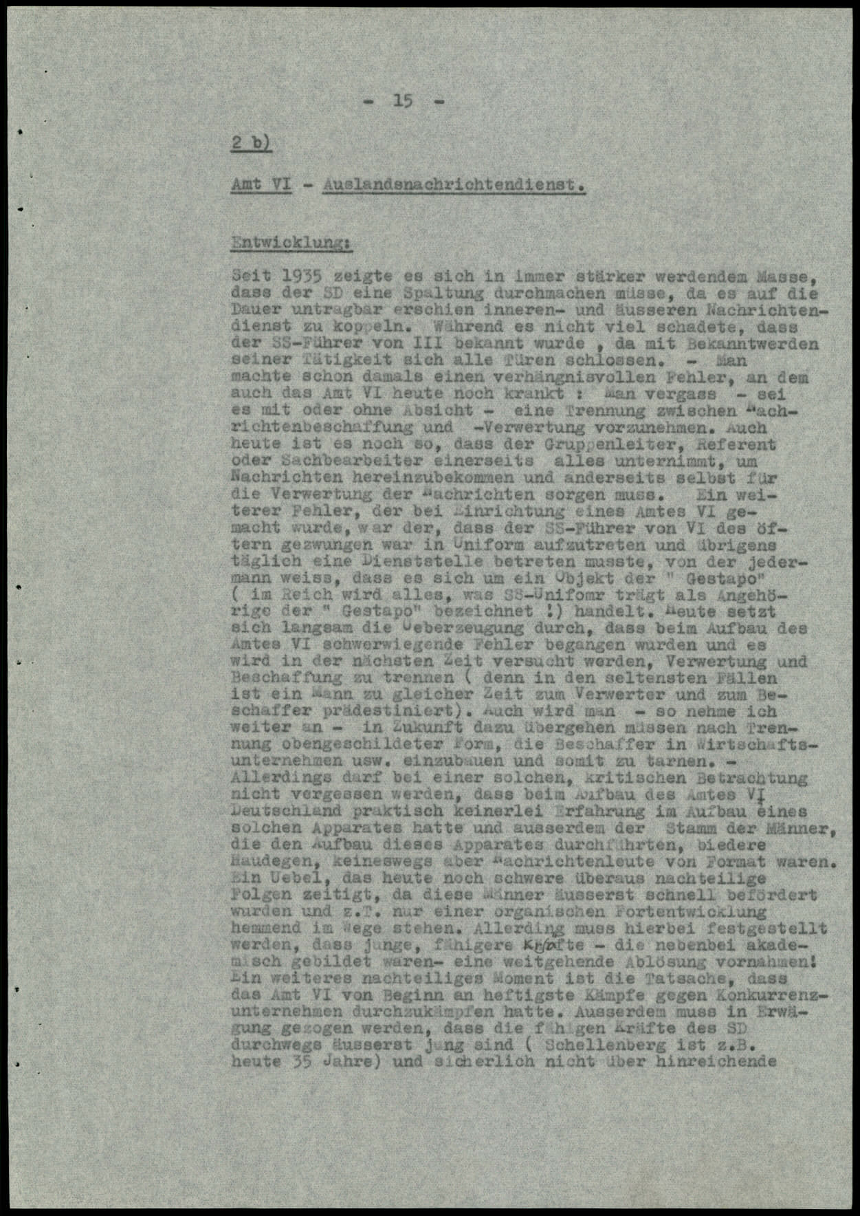 Report dated Februay 9, 1944