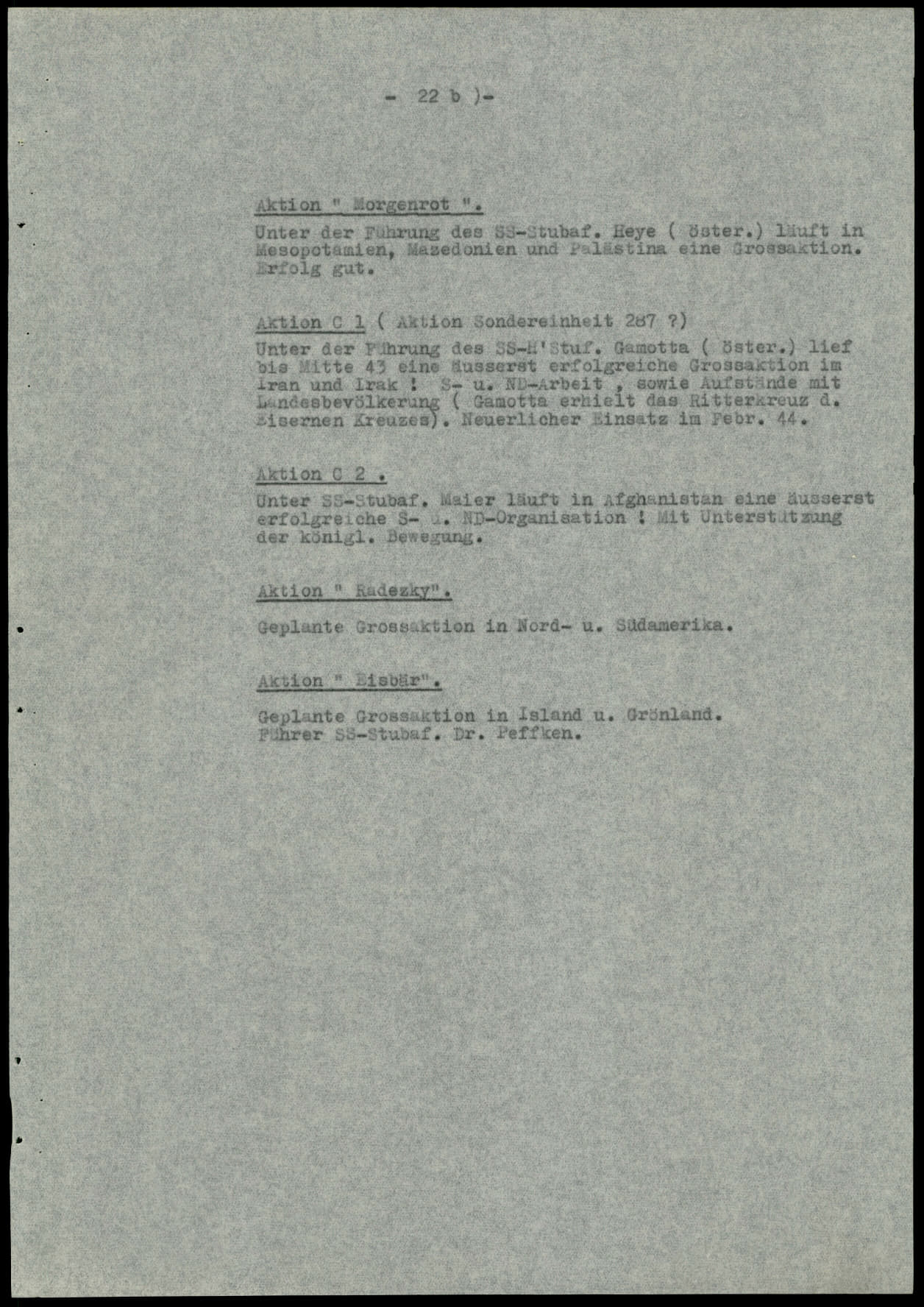 Report dated Februay 9, 1944