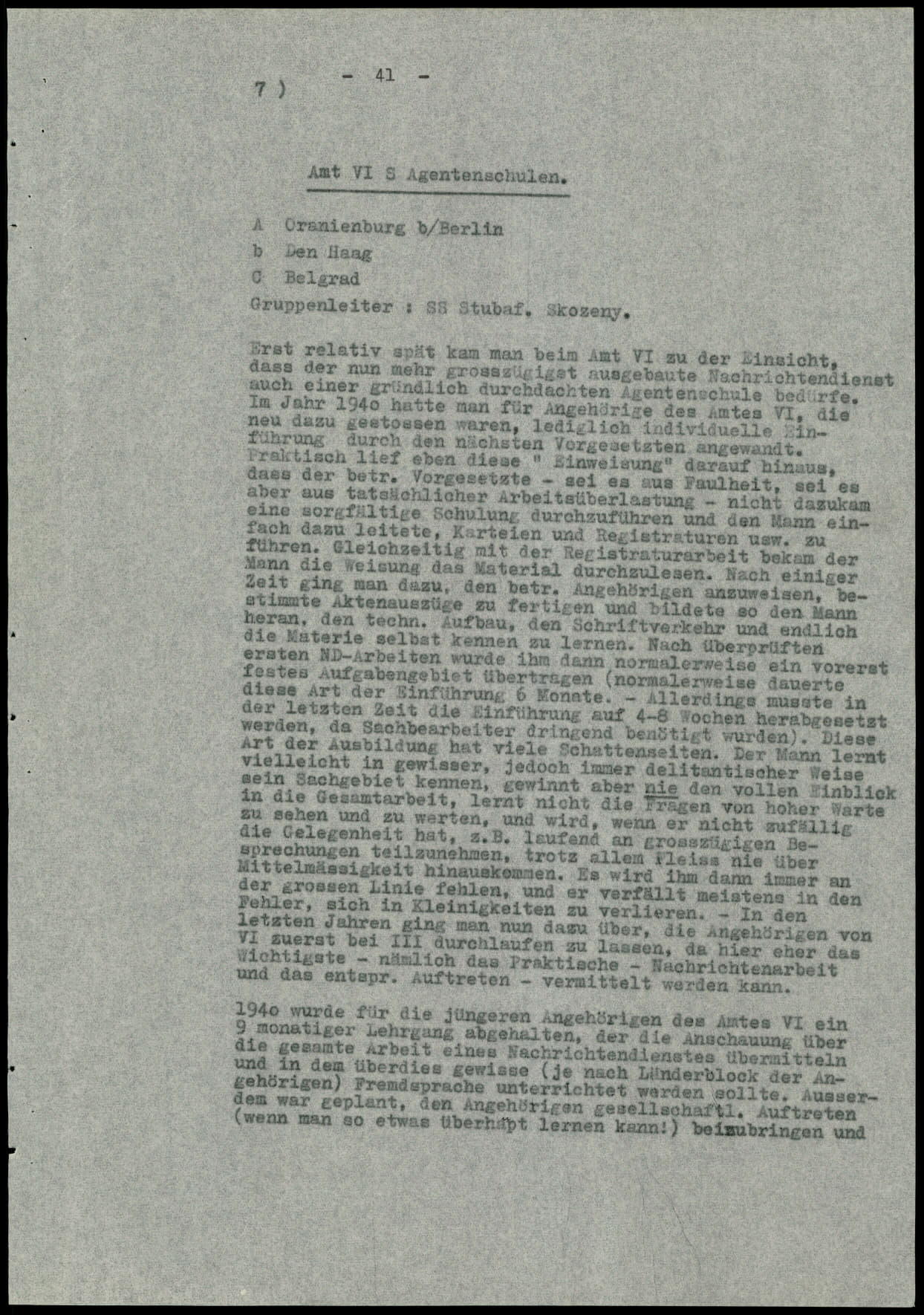Report dated Februay 9, 1944