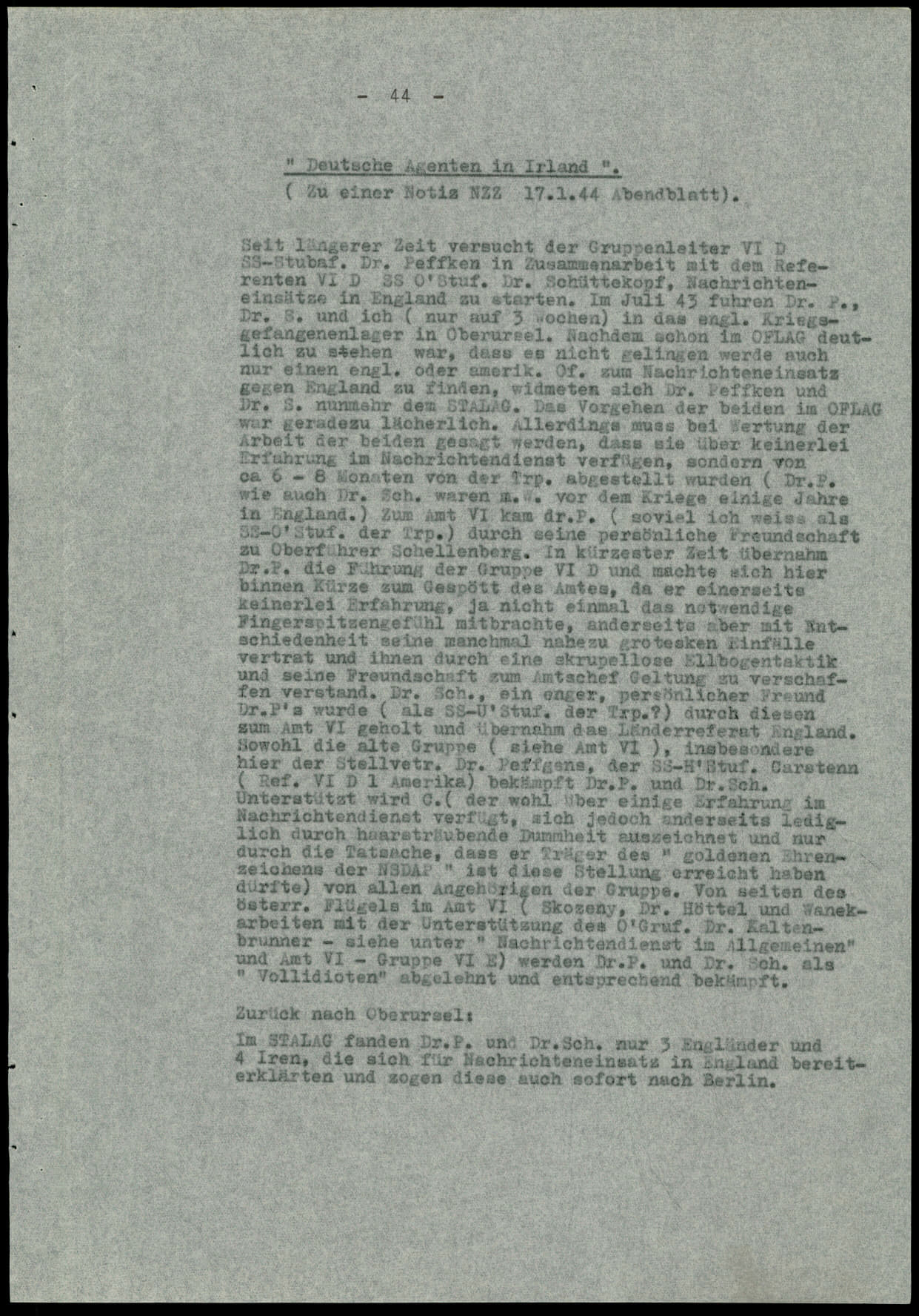Report dated Februay 9, 1944