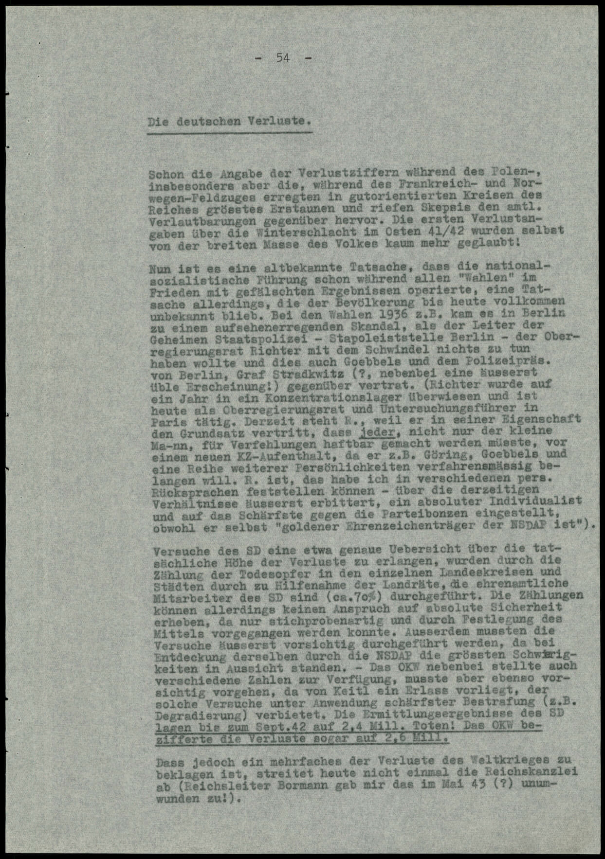 Report dated Februay 9, 1944