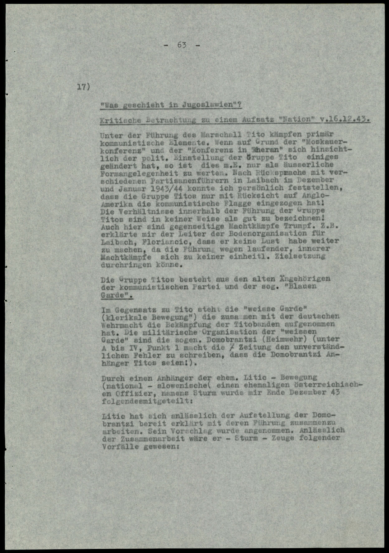 Report dated Februay 9, 1944