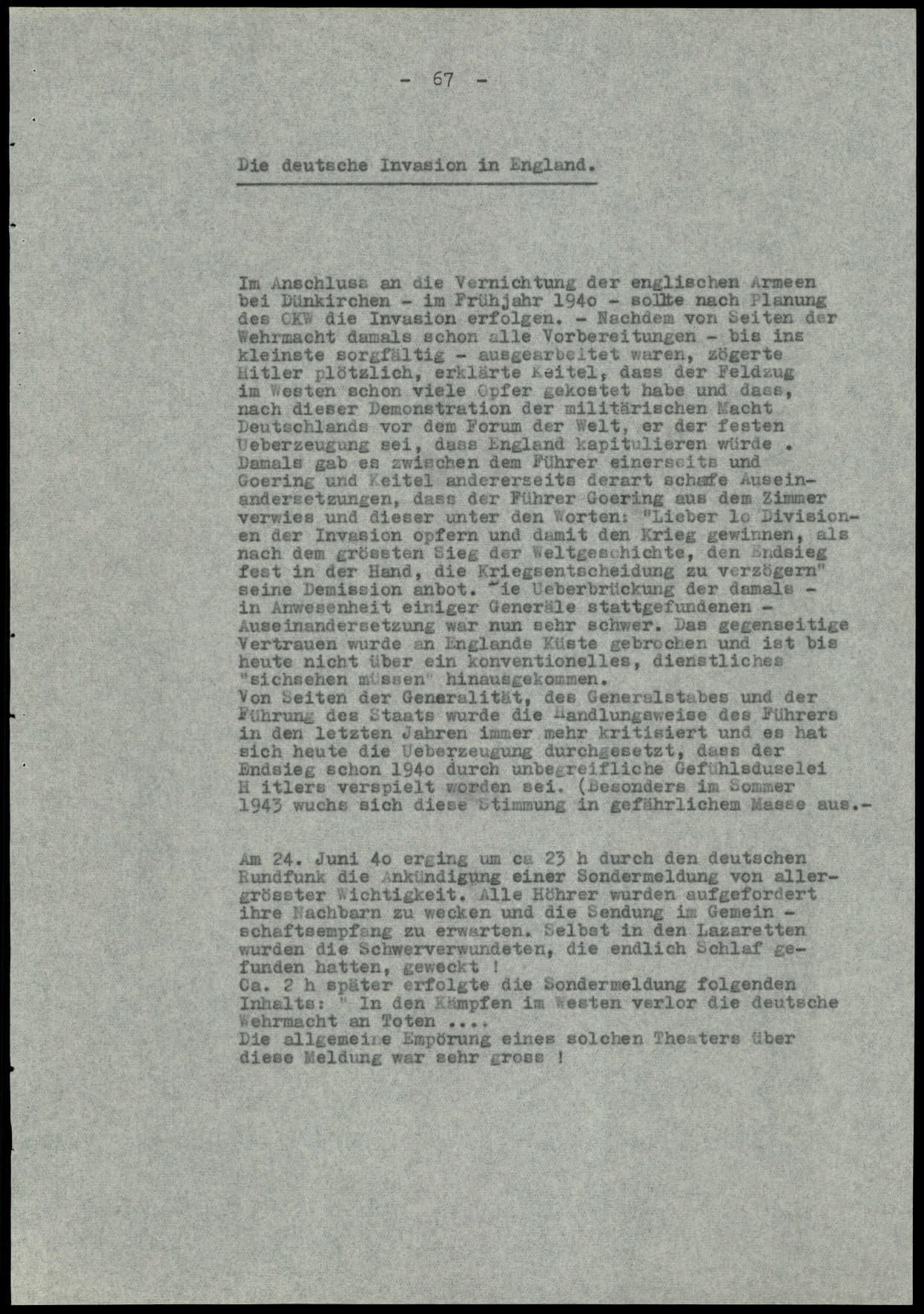 Report dated Februay 9, 1944