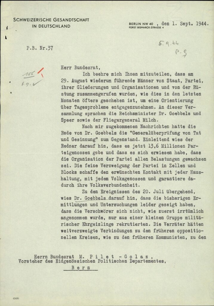 1944 Swiss Report: Arthur Nebe Fled with Orders for Extermination and Hostage Shootings