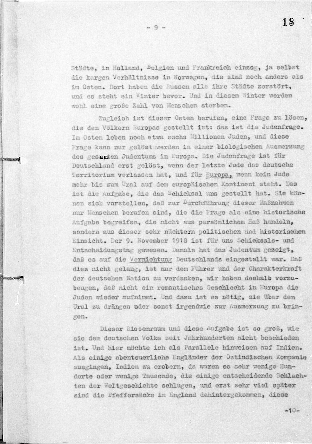 Manuscript for Speech on November 18, 1941  Rosenberg 