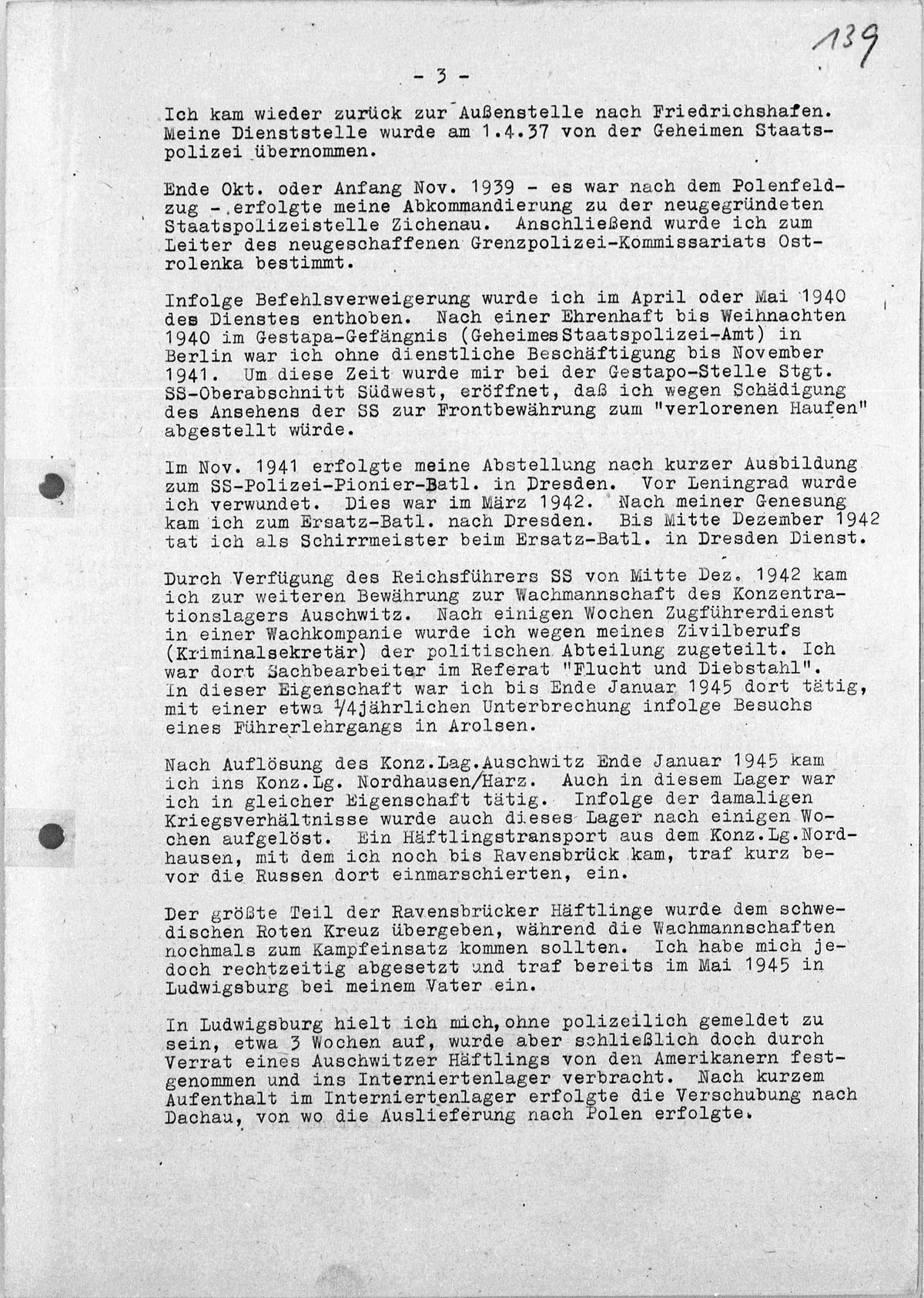 Interrogation of Wilhelm Boger on Auschwitz dated October 8, 1958