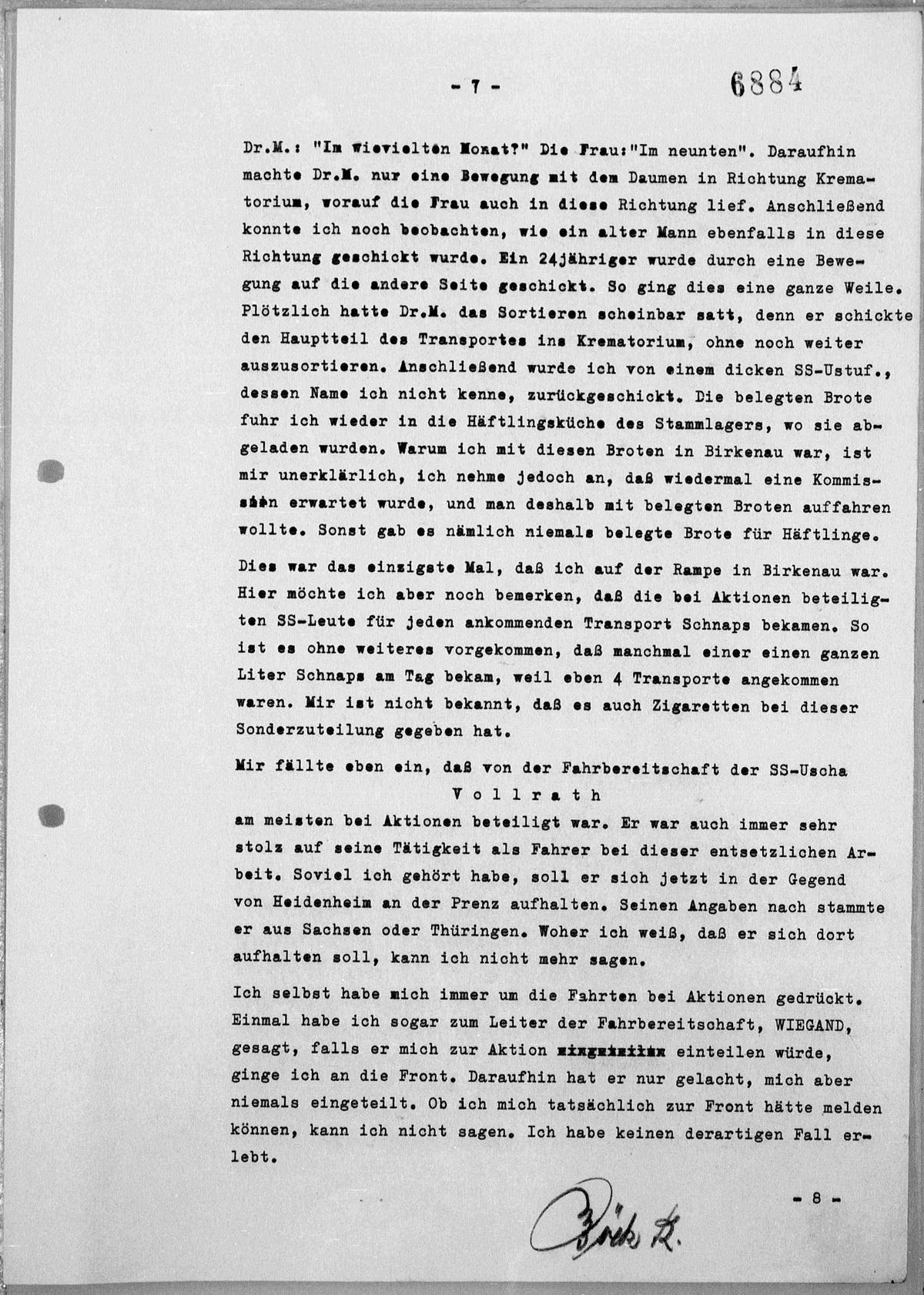 Interrogation of Richard Böck on Auschwitz dated November 2, 1960