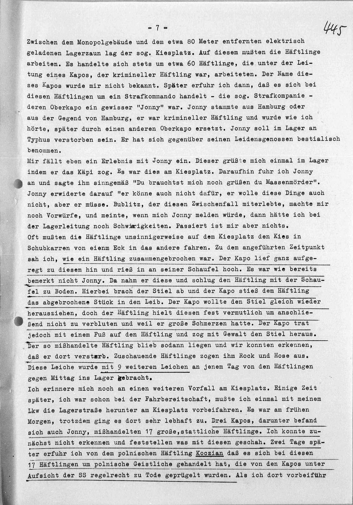Interrogation of Richard Böck on Auschwitz dated February 5, 1959