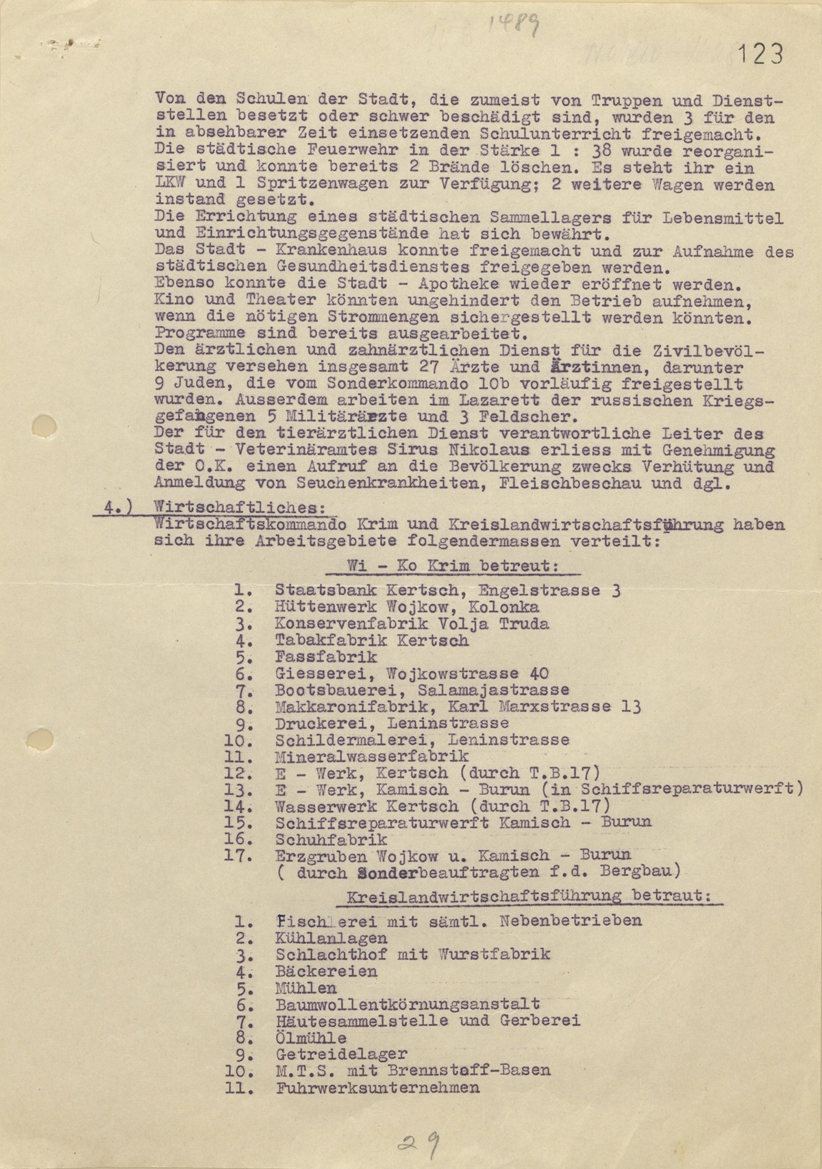Report dated December 7, 1941 on execution of Jews in Kerch Crimea
